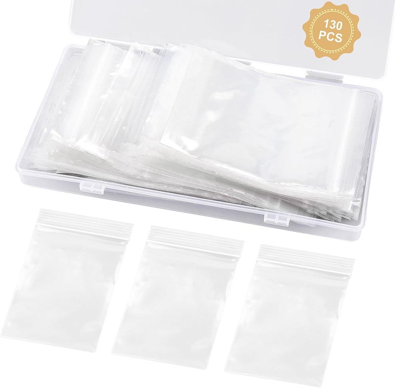 wegoup 130 PCS Clear Jewelry Bags, 2.36" x 3.54" Resealable Poly Zip Bags, 2 Mil Small Plastic Baggies for Storage, Gifts, Candy, Screws - Image 1